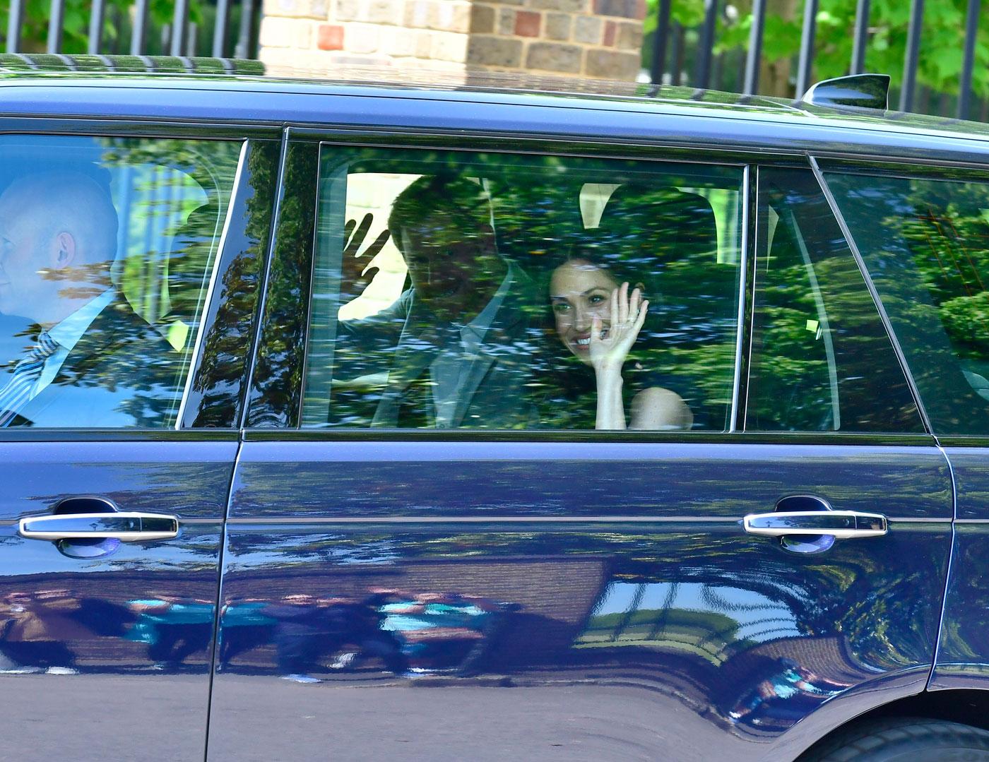 EXCLUSIVE: Prince Harry and Meghan Markle  seen leaving Kensington palace the day before their wedding