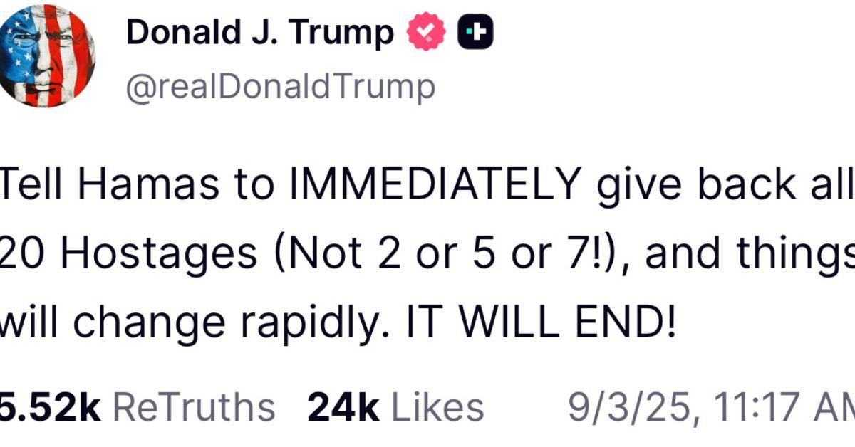 photo of The president demanded Hamas to release hostages on the same day Jeffrey Epstein's victims made their testimonies