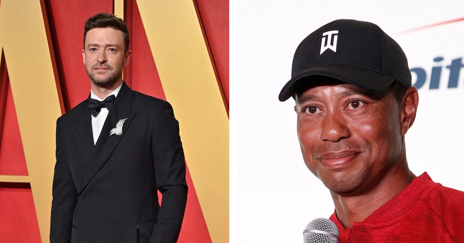 Composite photo of Justin Timberlake and Tiger Woods.