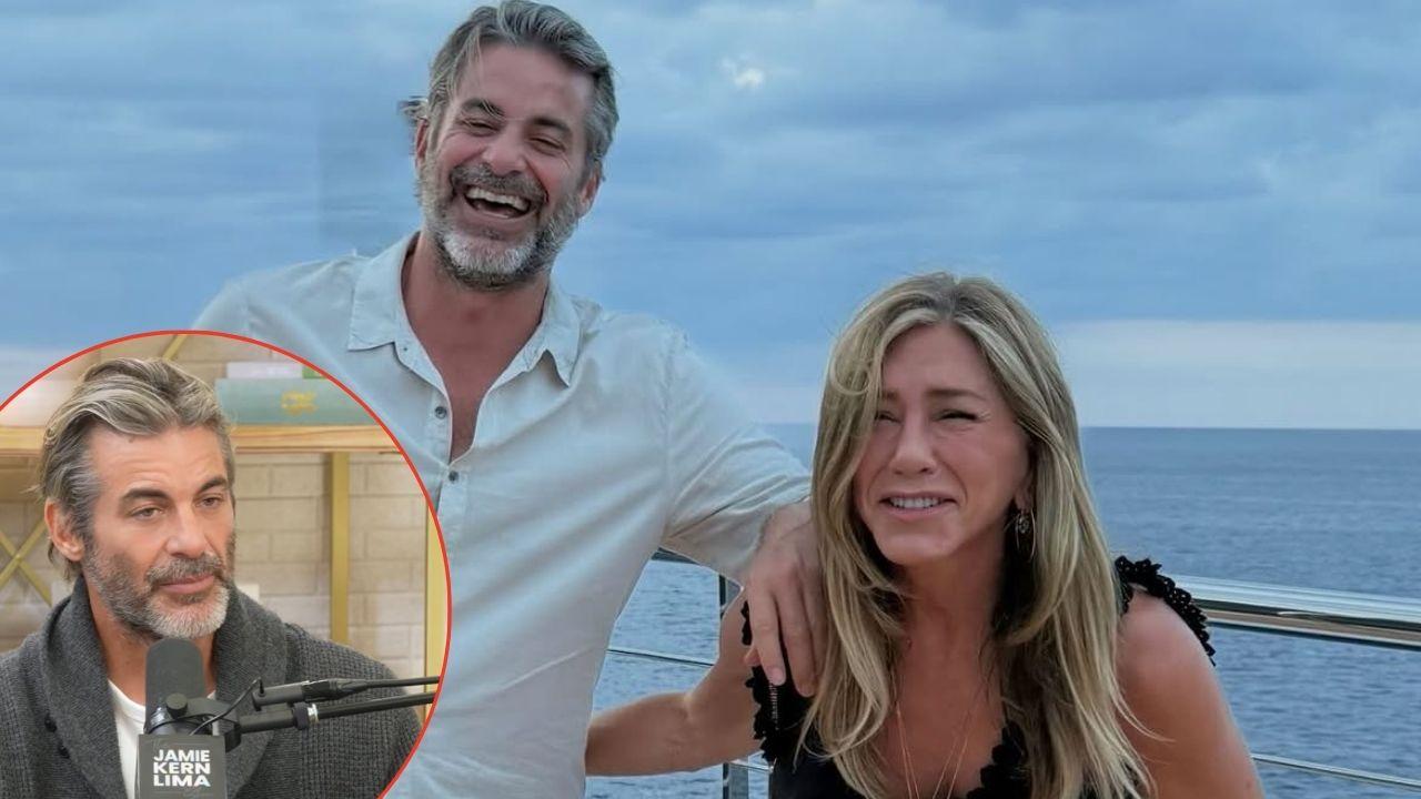 Split photo of Jim Curtis and Jennifer Aniston