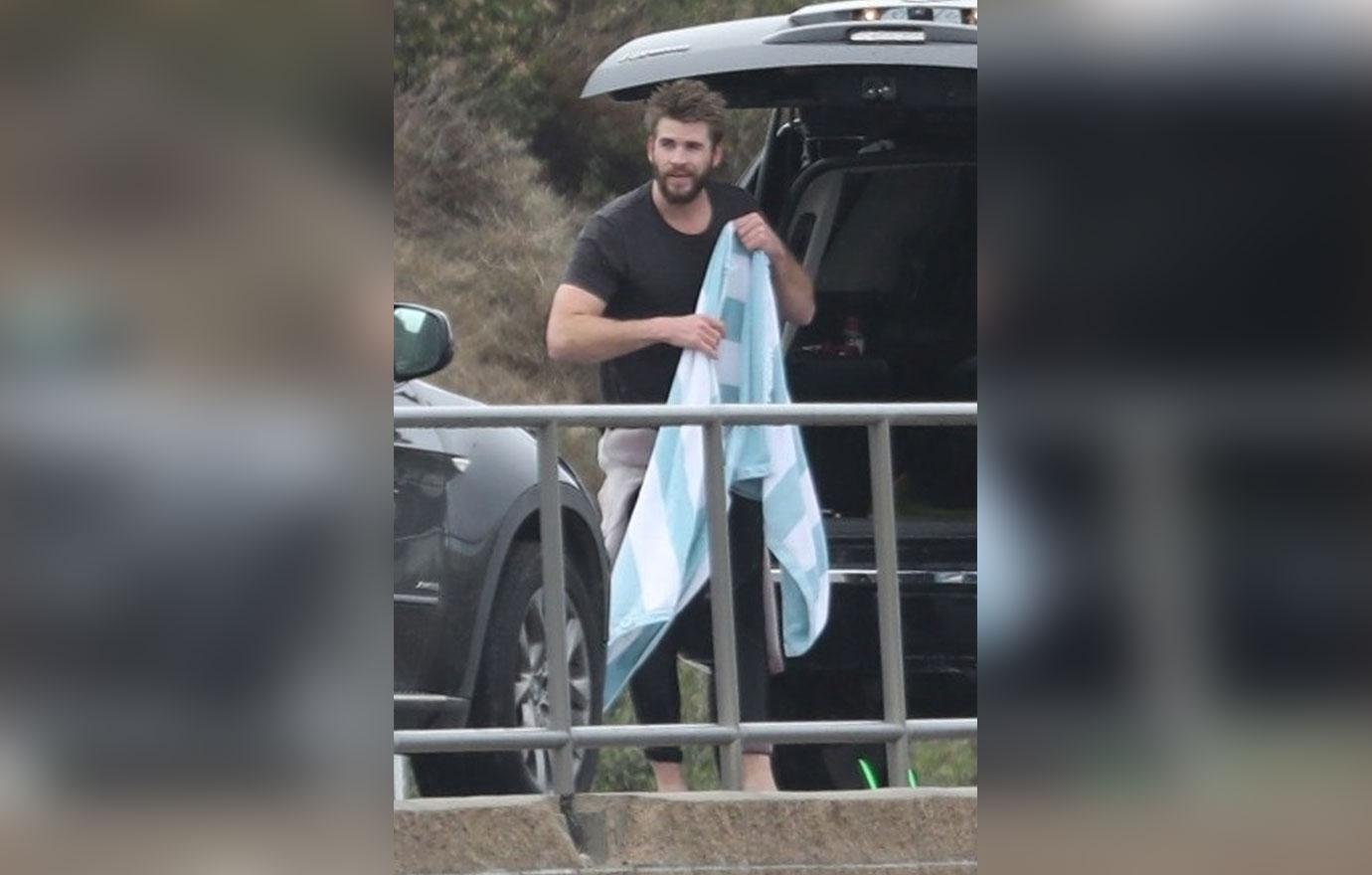 *EXCLUSIVE* Liam Hemsworth strips off after surfing in Malibu