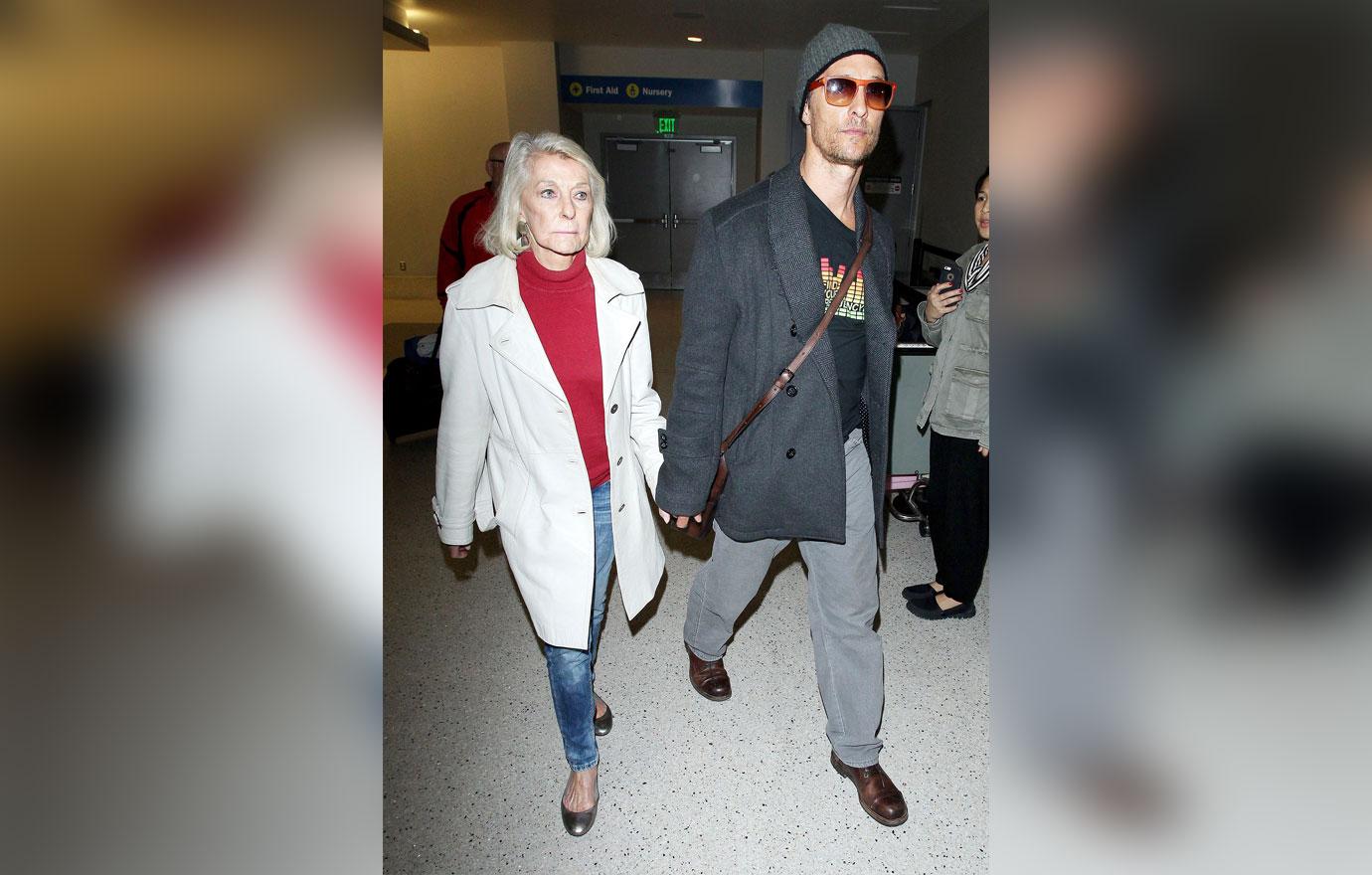 Matthew McConaughey And Mother At LAX