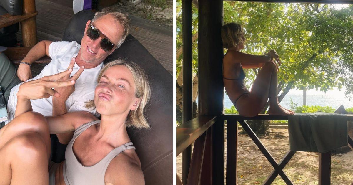 image of Julianne Hough embraced activities like surfing and snorkeling during her tropical escape.