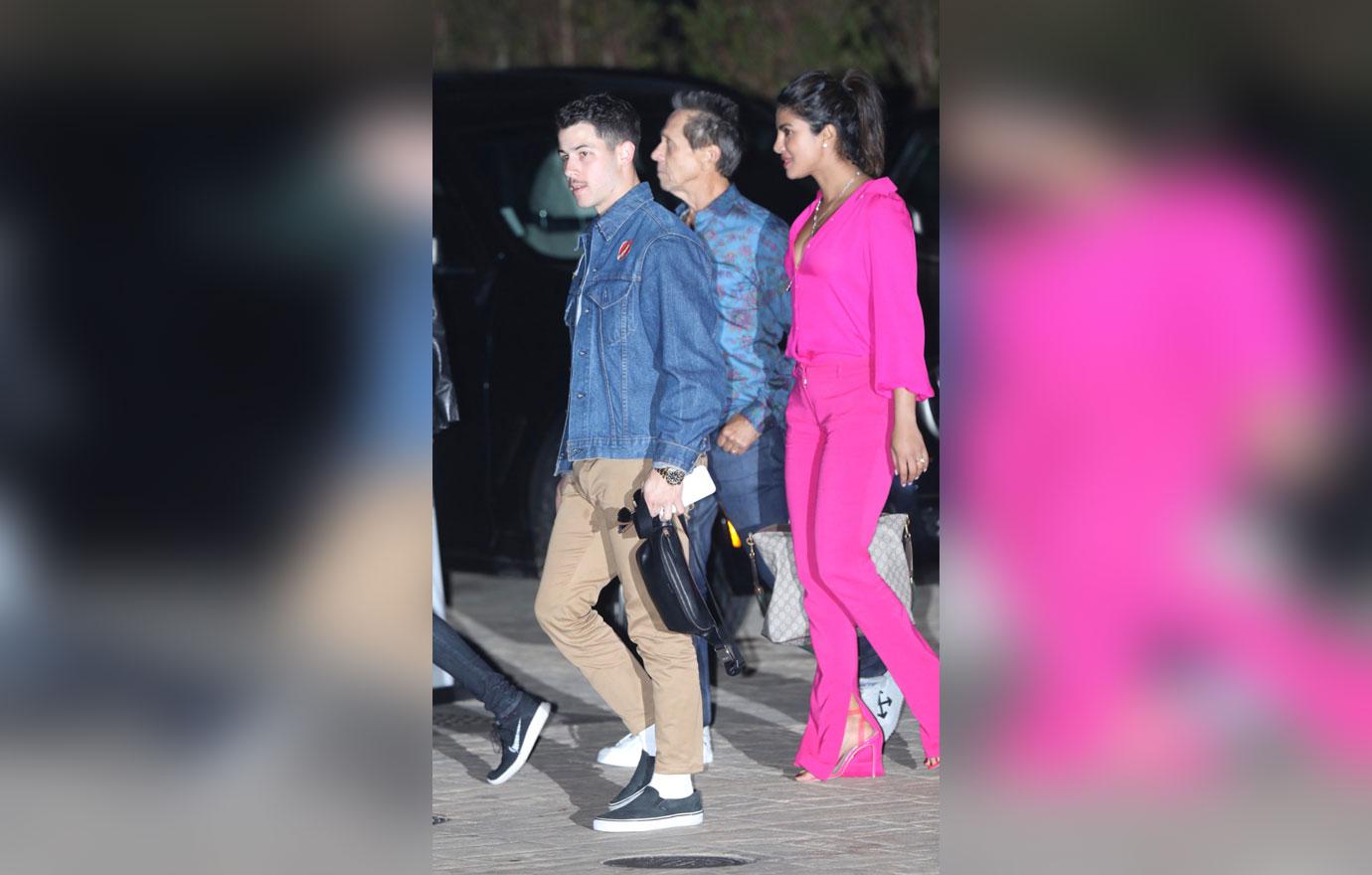 Nick Jonas and Priyanka Chopra living the restaurant.