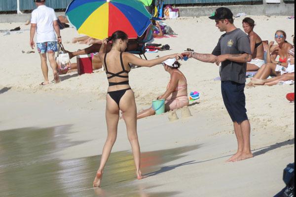 bella hadid sexy black bikini