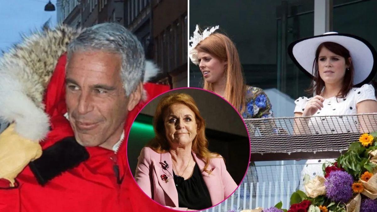 image split of Jeffrey Epstein Sarah Ferguson princesses beatrice and Eugenie