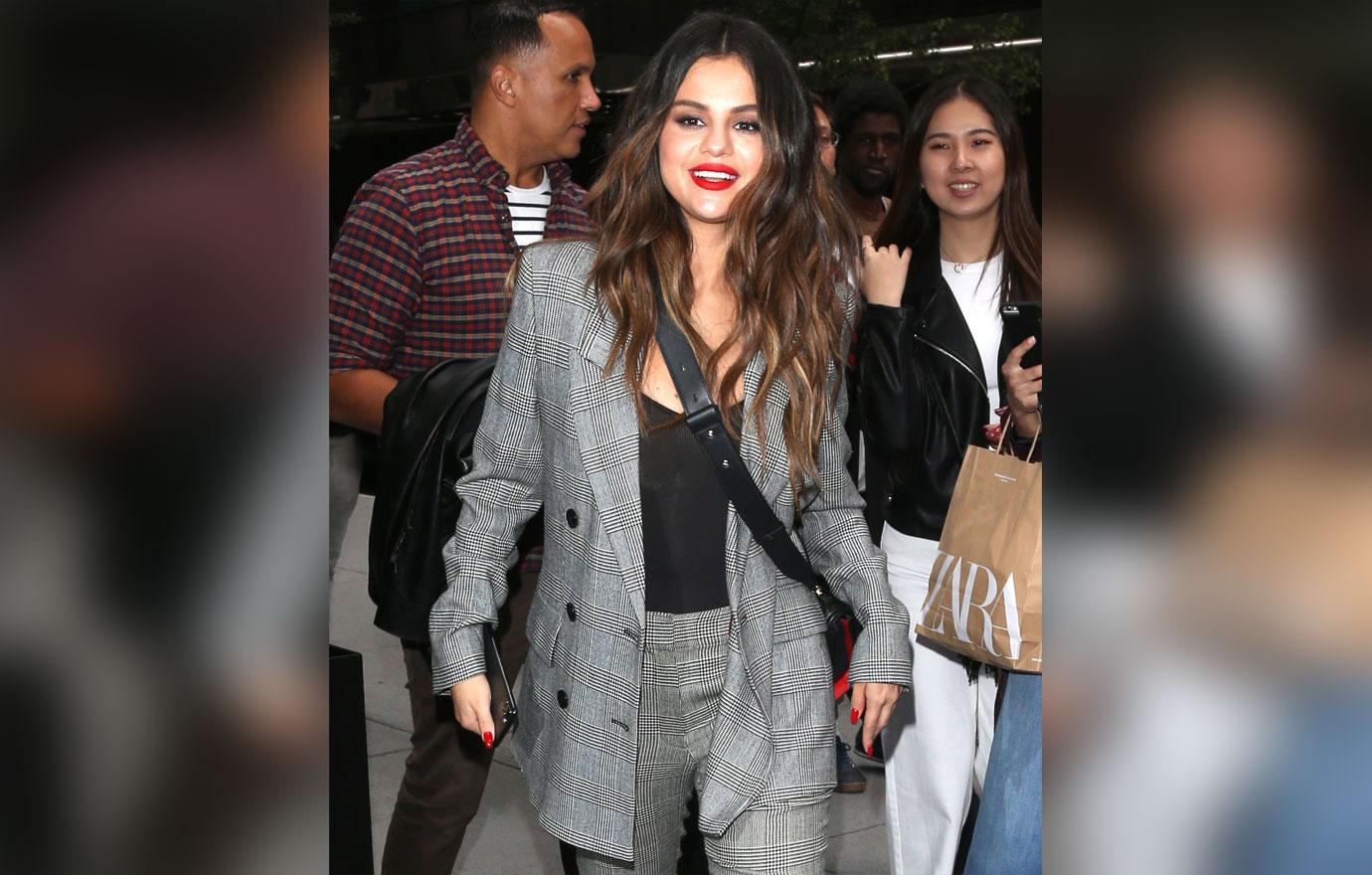 Selena Gomez In Blazer With Red Lipstick