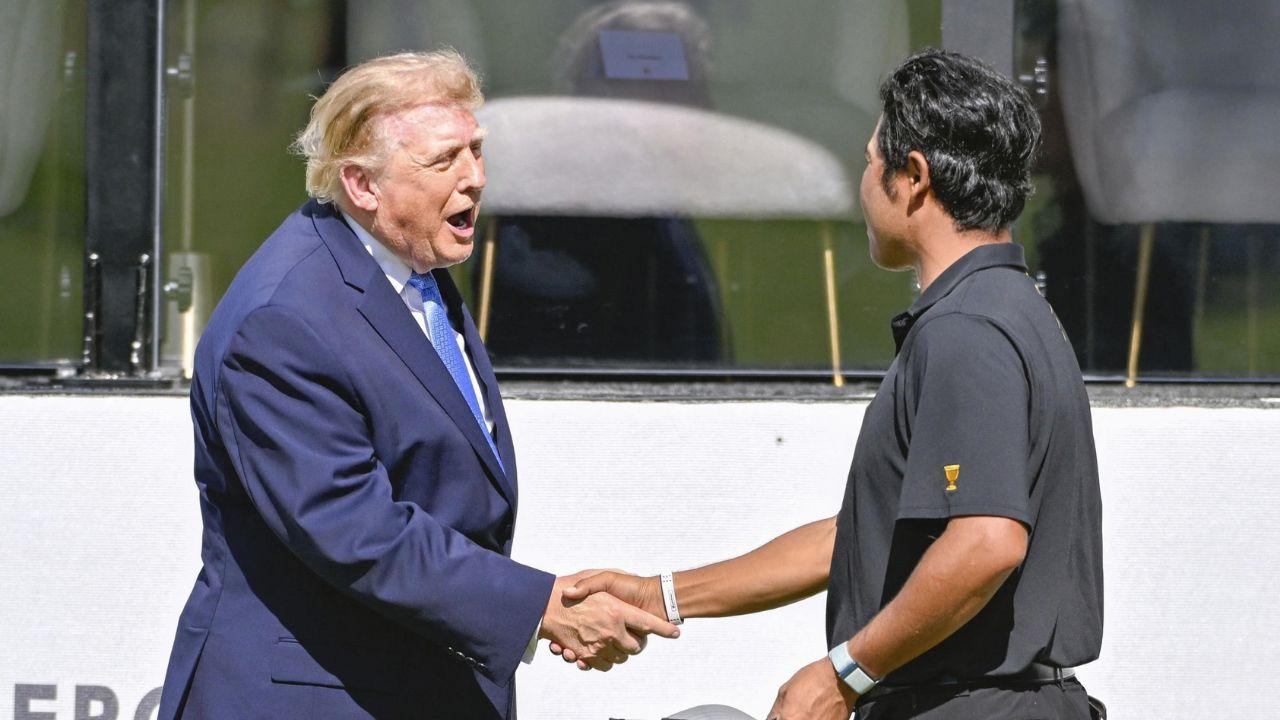 Image of Security measures intensified around the first tee during his visit.