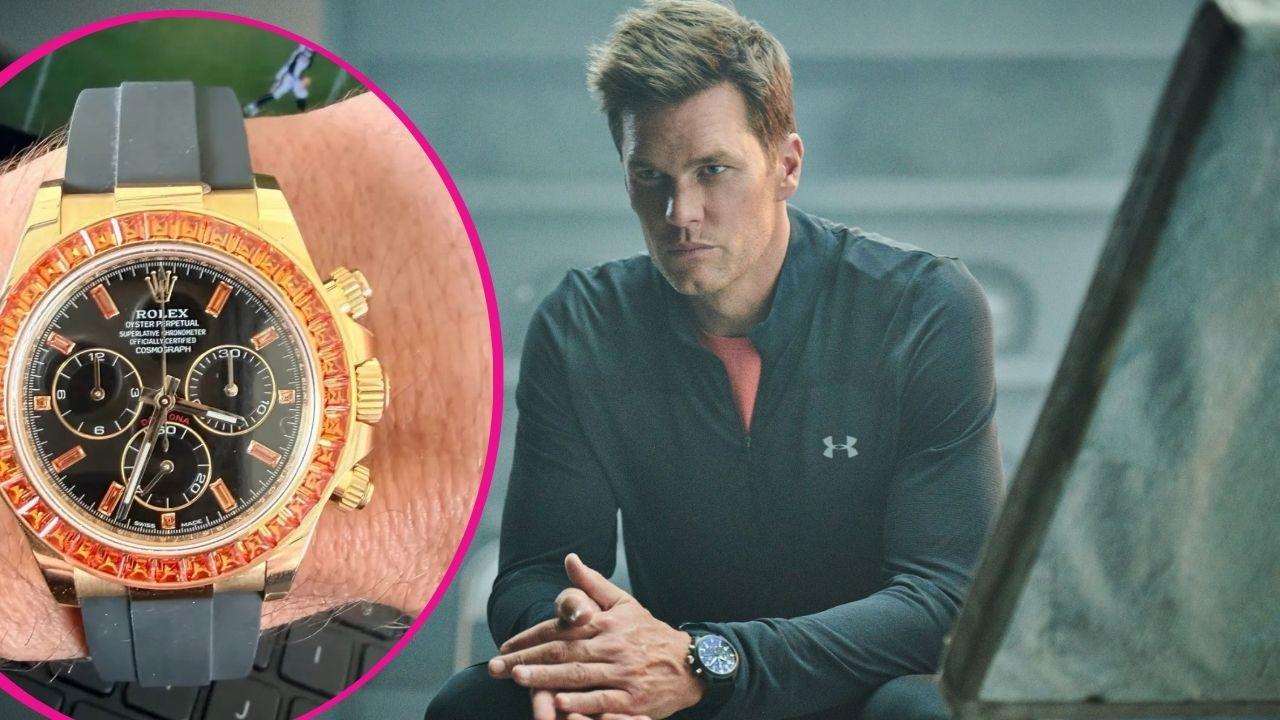 Split photo of Tom Brady and Rolex Cosmograph Daytona