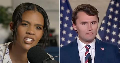Split photo of Candace Owens and Charlie Kirk.