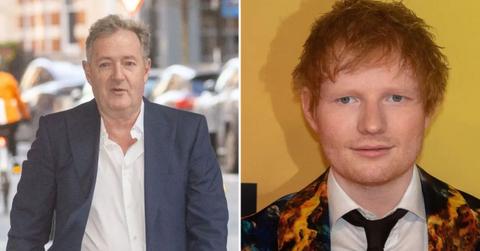 Split photo of Piers Morgan & Ed Sheeran
