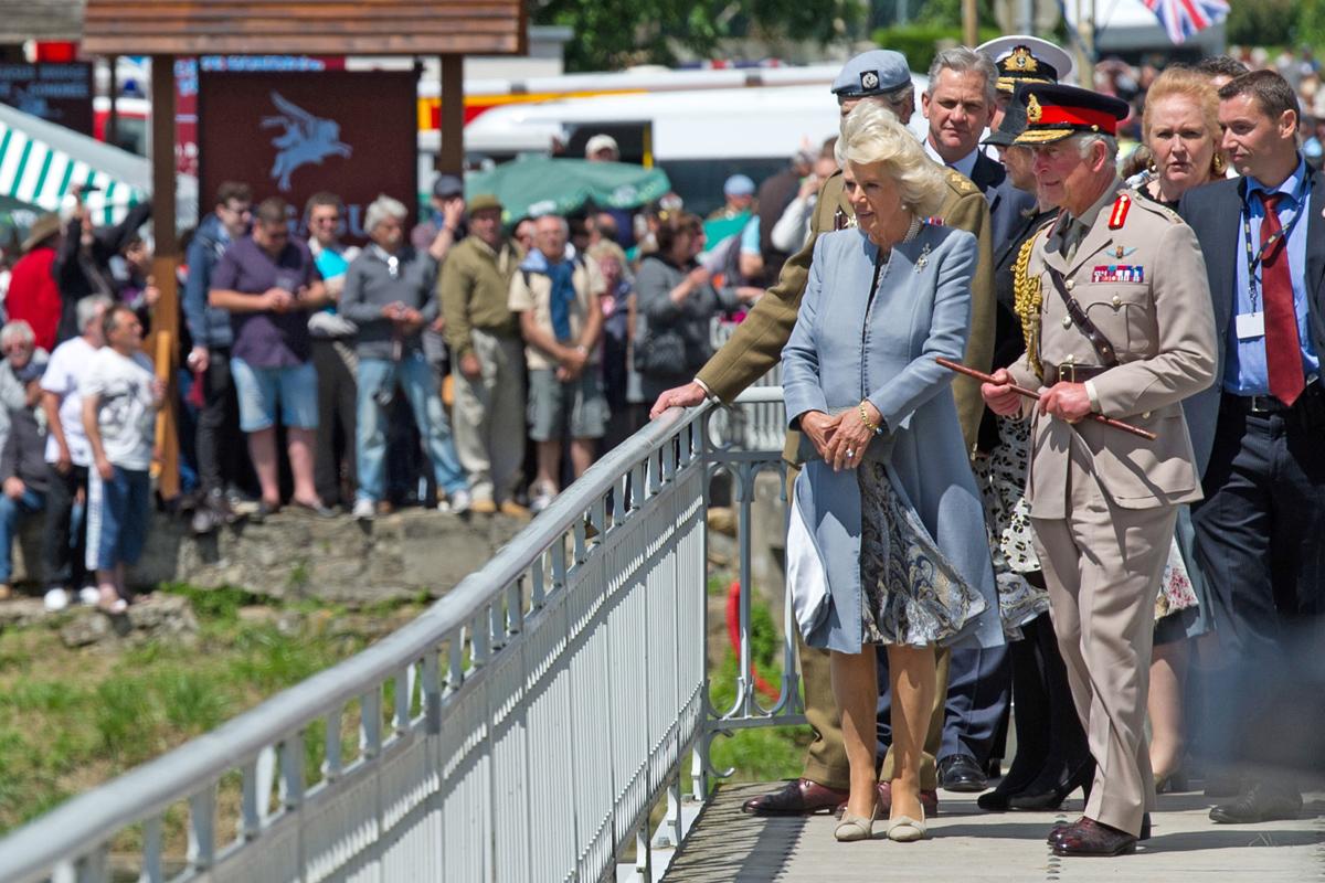 Prince Charles and Camilla visit Pegasus Bridge on D Day anniversary **USA ONLY**