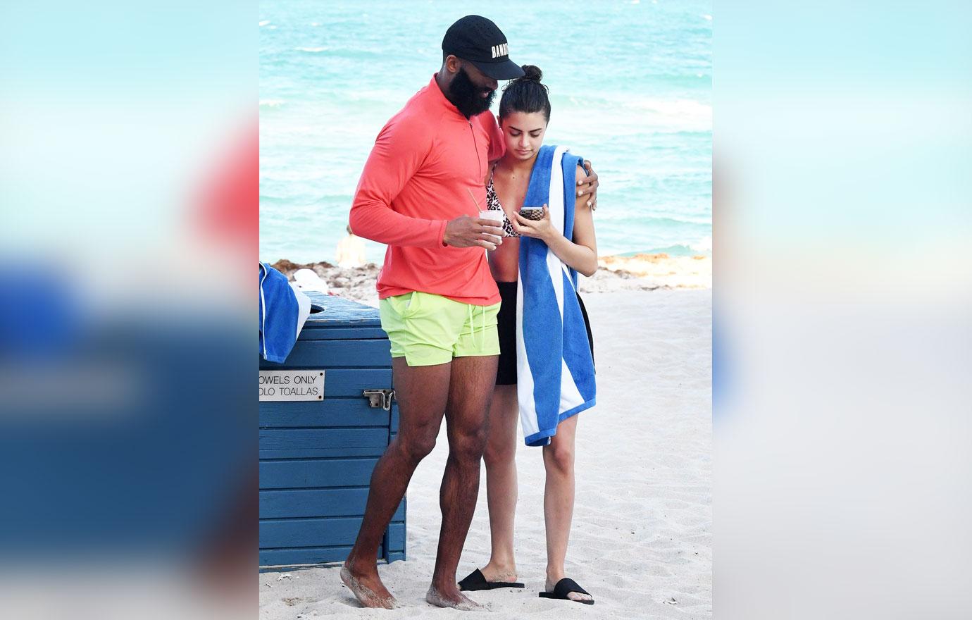 matt james rachael kirkconnell spotted together pda beach bathing suits miami