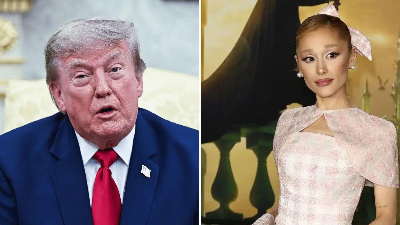 Split photo of Donald Trump and Ariana Grande