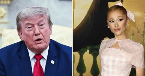 Split photo of Donald Trump and Ariana Grande