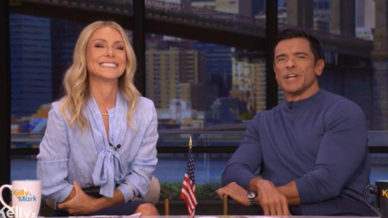 Image of Kelly Ripa and Mark Consuelos discussed the New York City marathon.