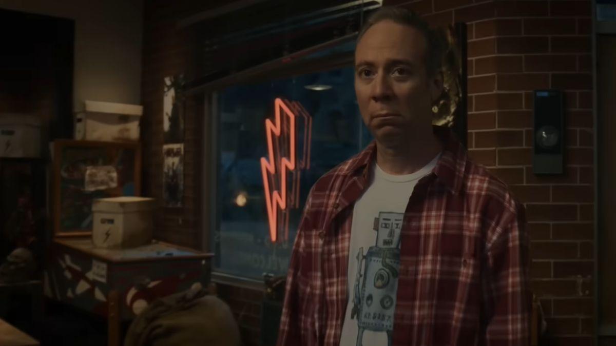 Image of 'Stuart Fails to Save the Universe' followed Stuart Bloom played by Kevin Sussman as he traveled across alternate realities.