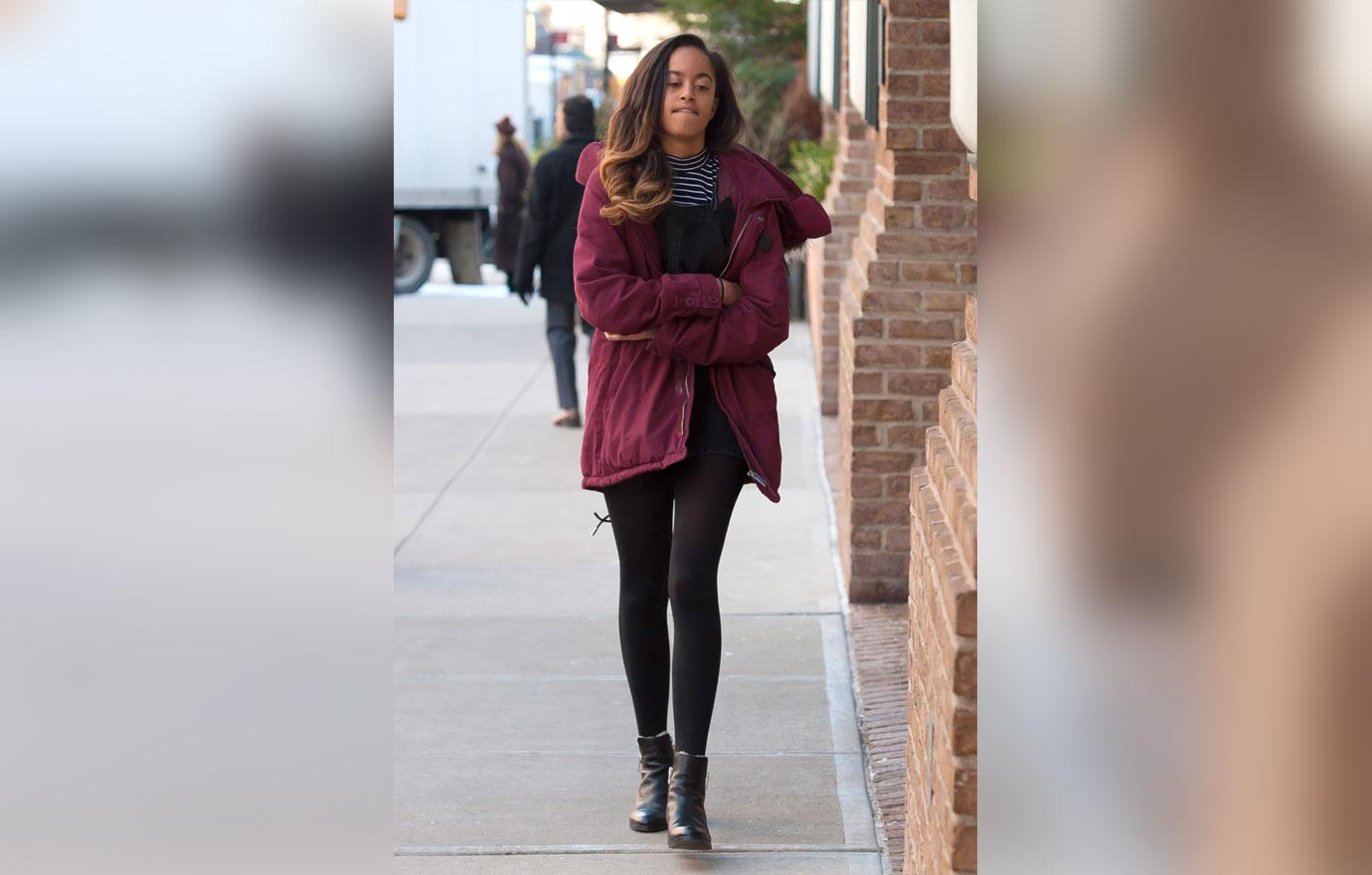 Malia Obama Internship NYC Maroon Coat 04