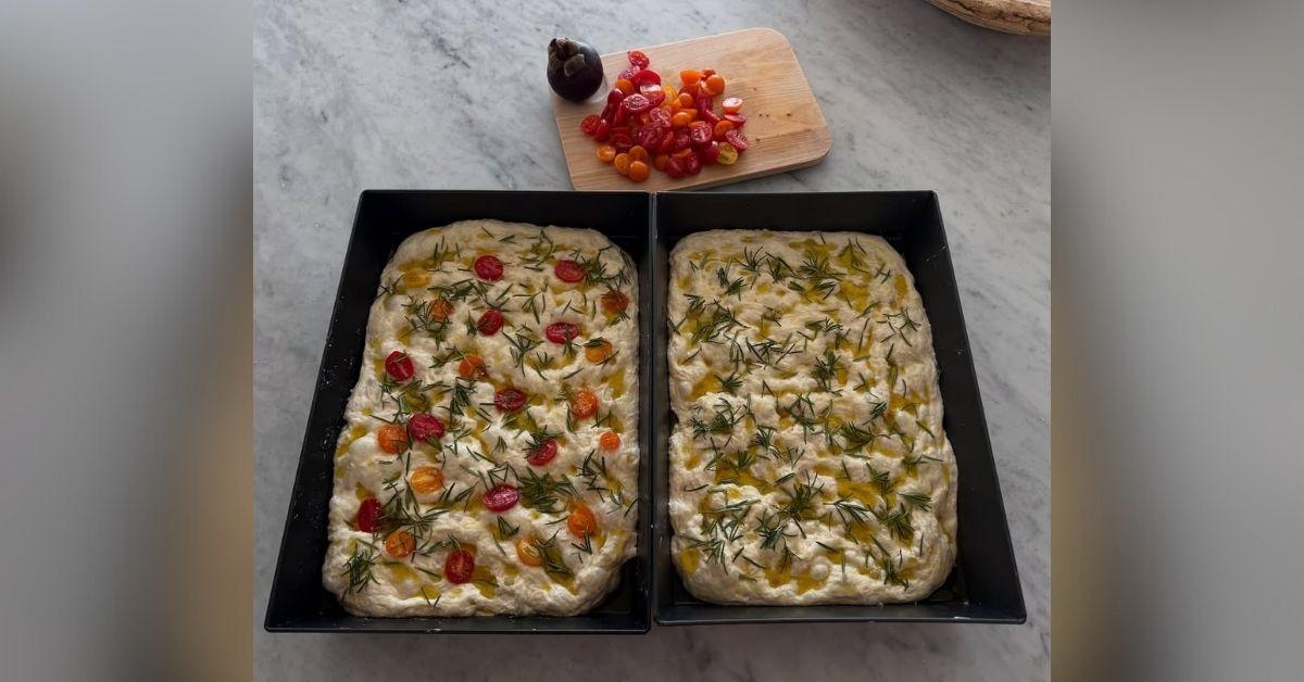 image of The reality star also shared a photo of homemade focaccia bread.