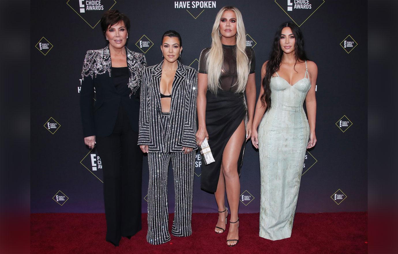 Kim Khloe And Kourtney Kardashian With Mom Kris Jenner On Red Carpet