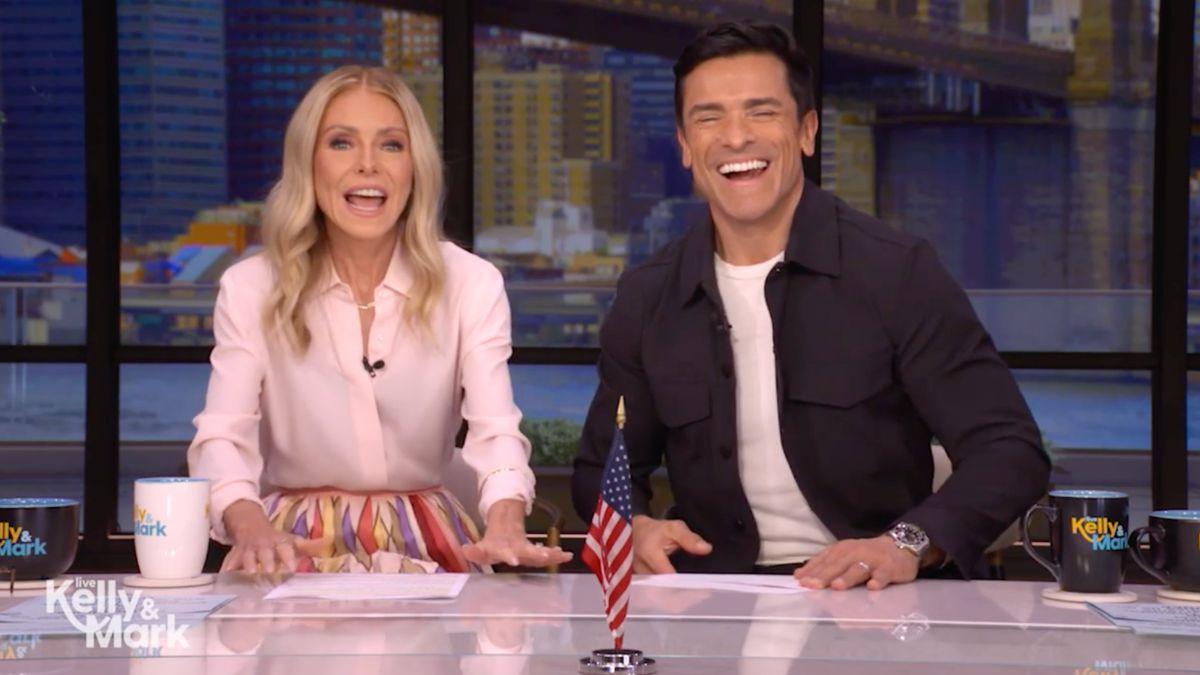 Image of Kelly Ripa joked she spot cleaned 'enough when my kids were toddlers.'