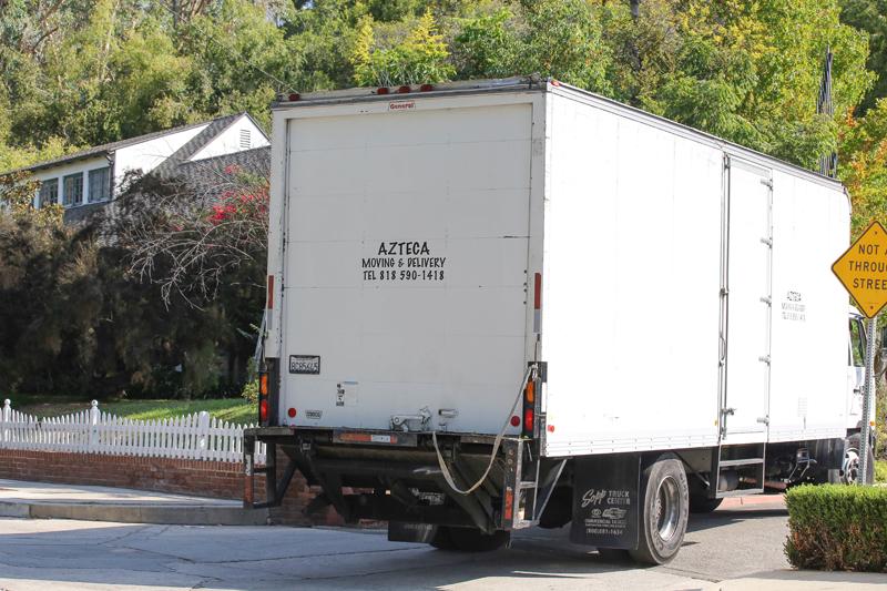 Moving Trucks at Brad Pitt&#8217;s Home