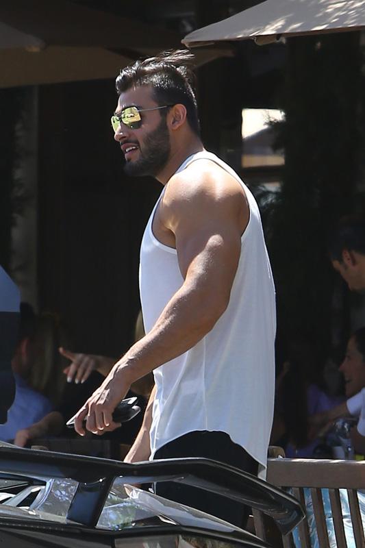 *EXCLUSIVE* Britney Spears&#8217; boyfriend Sam Asghari shows off his toned and muscular arms after lunch