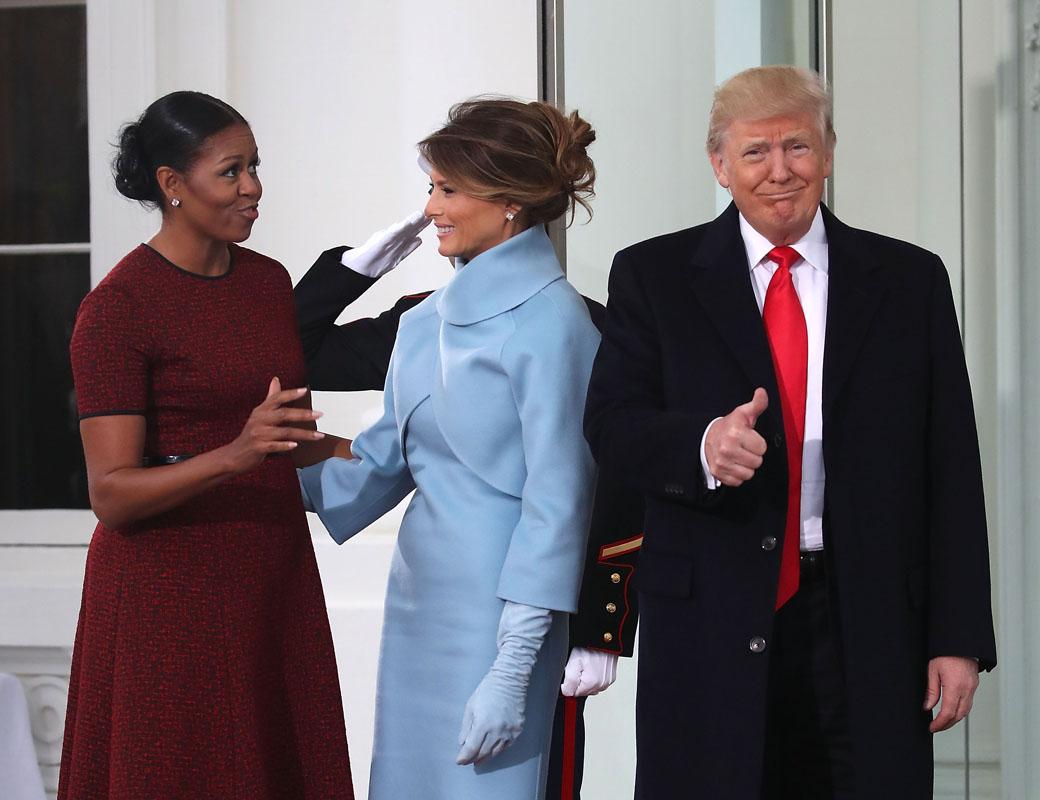 Donald And Melania Trump Arrive At White House Ahead Of Inauguration