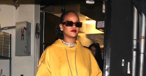 Rihanna Steps Out In Gold Dress For Dinner With ASAP Rocky