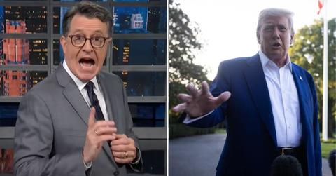 Composite photo of Stephen Colbert and Donald Trump