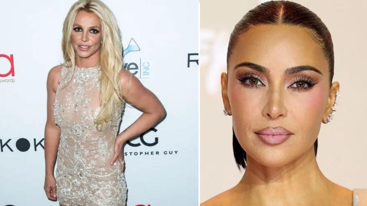 image split of Britney Spears and Kim kardashian