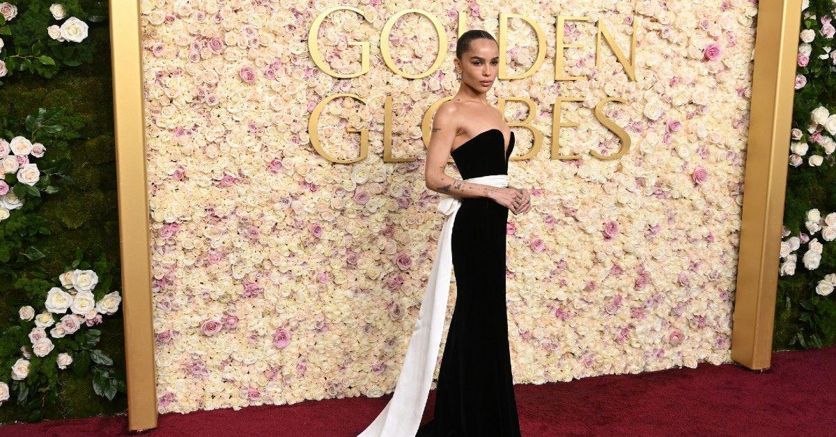 zoe kravitz wows black dress  golden globes after channing tatum split