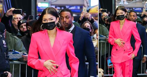 zendaya pink alexander mcqueen suit good morning america ok