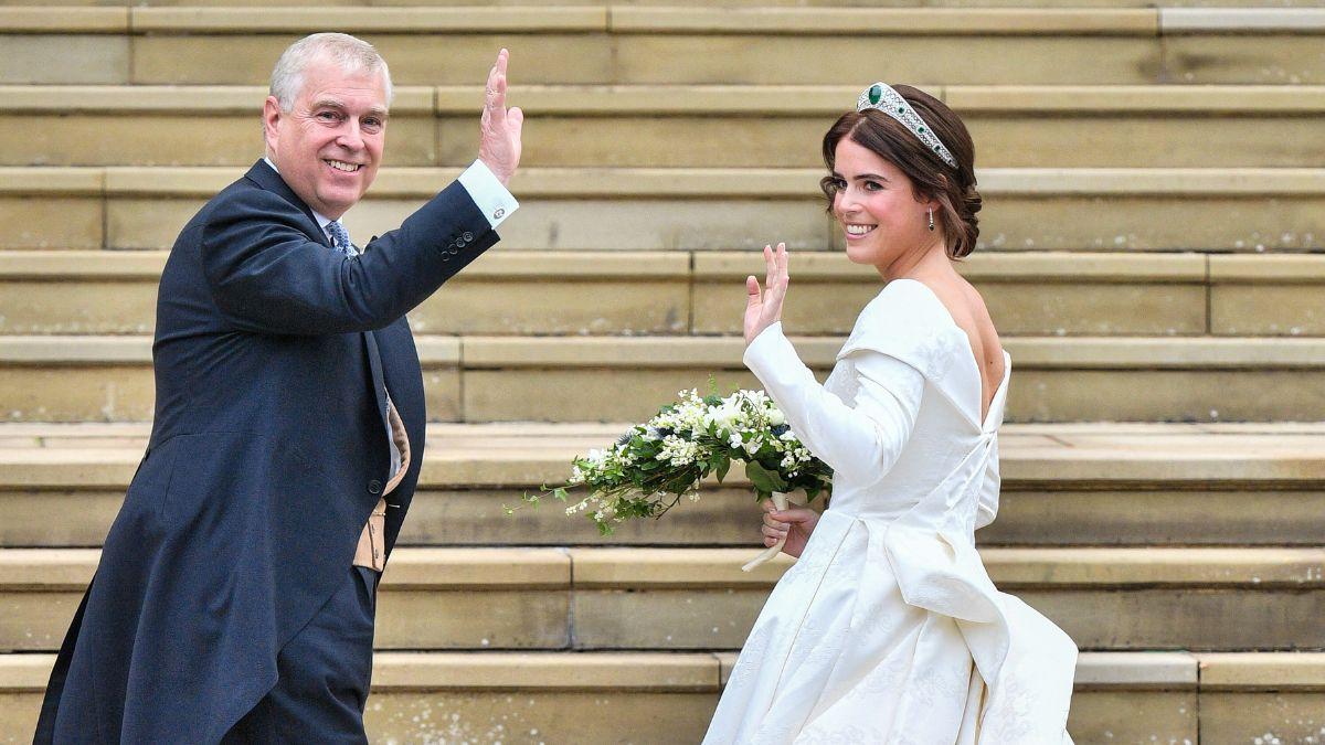 Image of Princess Eugenie's father, Andrew Mountbatten-Windsor, was stripped of his royal titles last year.
