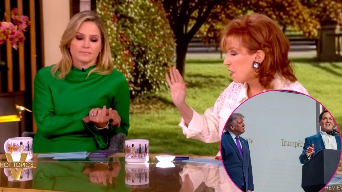 Composite photo of Donald Trump, Mark Cuban, Sara Haines and Joy Behar