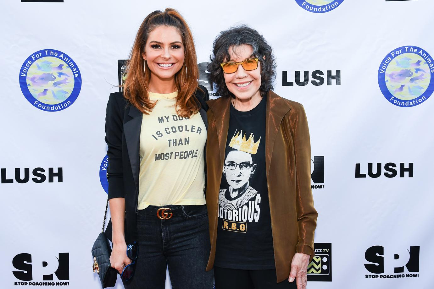 Maria Menounos and Lily Tomlin Pose and Smile on Voice For The Animals Foundation Event