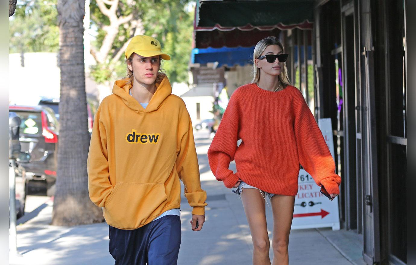 Justin Bieber and Hailey Baldwin head for lunch in colorful outfits