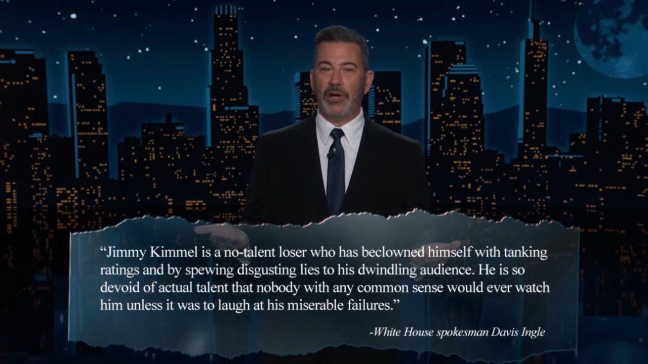 Image of White House spokesperson Davis Ingle called Jimmy Kimmel a 'no-talent loser' in a public statement.
