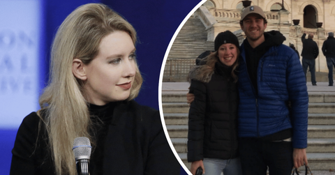 Composite photo of Elizabeth Holmes and her boyfriend.