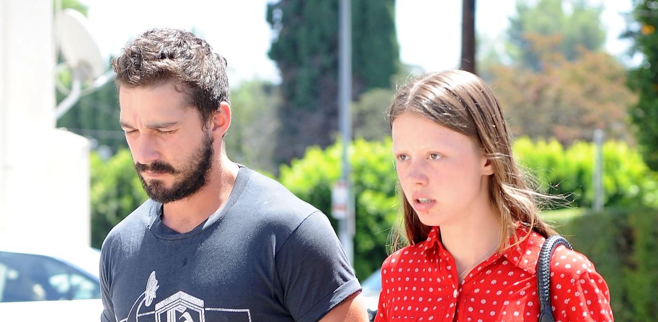 Shia LaBeouf Carries Baby Alongside Mia Goth In Disneyland