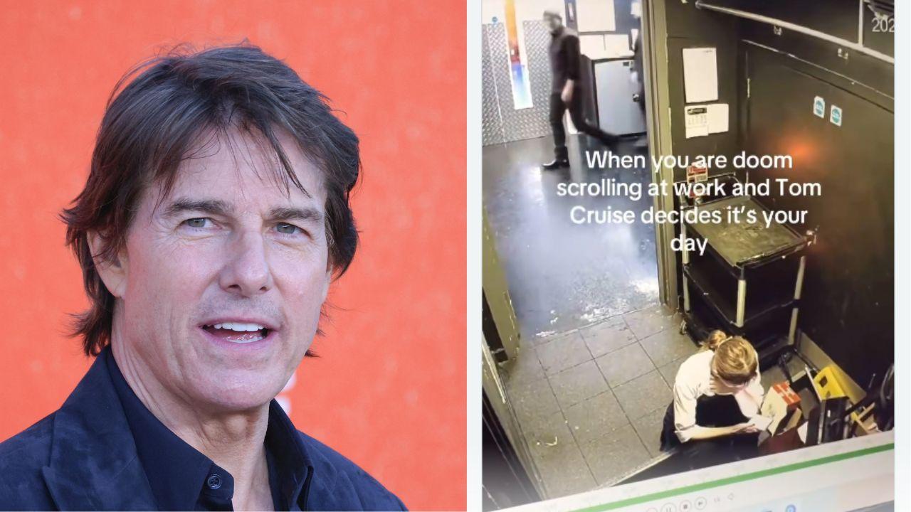 Split image of Tom Cruise and Tom Cruise with Klementina.