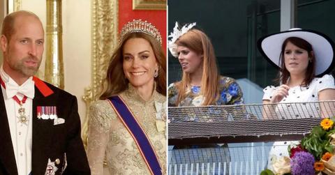 image split of Prince William Kate Middleton princess Eugenie and Princess Beatrice
