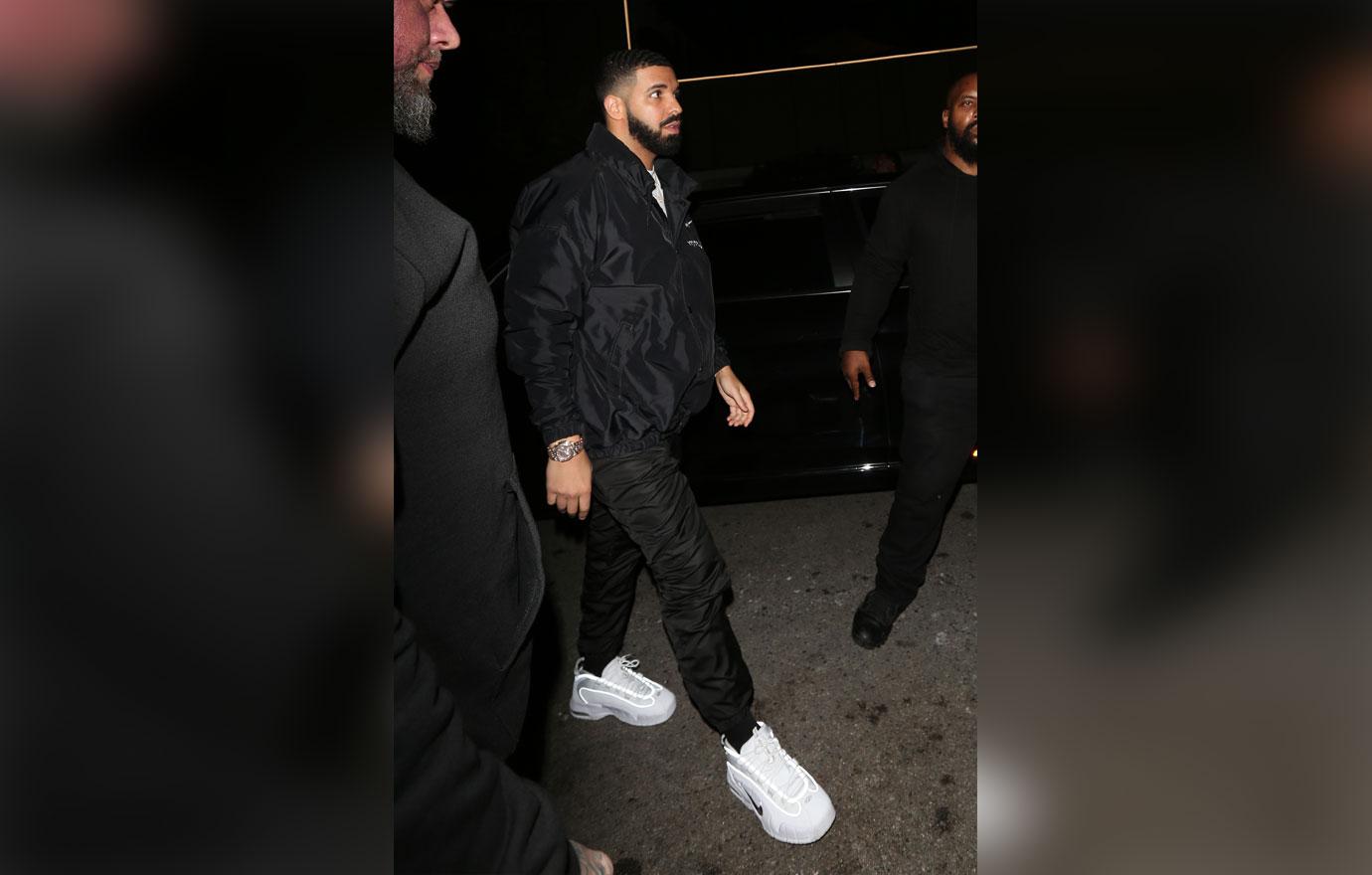 Rapper Drake is spotted arriving to the Nice Guy club to party after performing at the Staples Center earlier