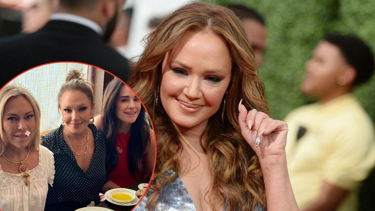 Split photo of Leah Remini, Sutton Stracke and Kyle Richards