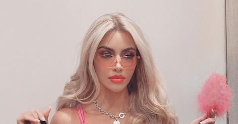 Kim Kardashian In Pink Dress 'Legally Blonde' Halloween Costume