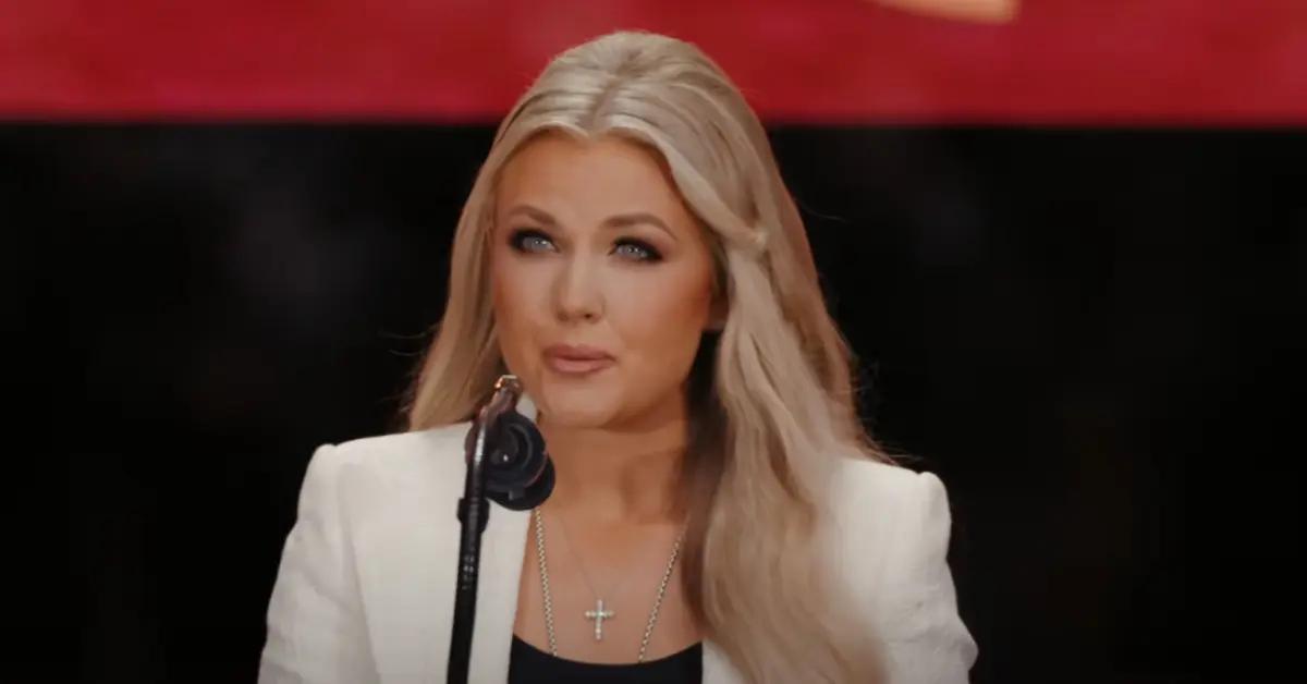Image of Erika Kirk spoke at Charlie Kirk's memorial service on Sunday, September 21.