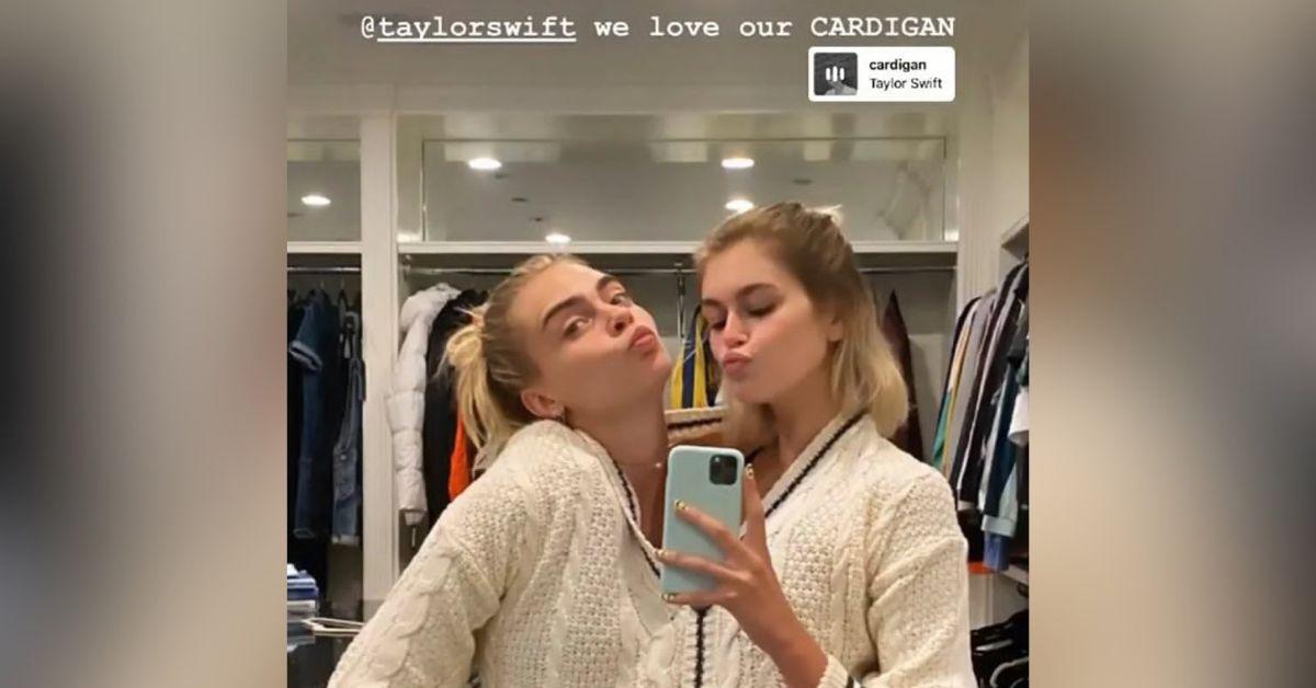 image of Kaia Gerber has publicly supported Taylor Swift for years, including celebrating the release of ‘Folklore’ with one of the singer's iconic cardigans.