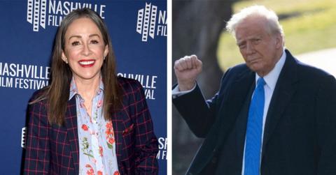 Split photos of Patricia Heaton and Donald Trump