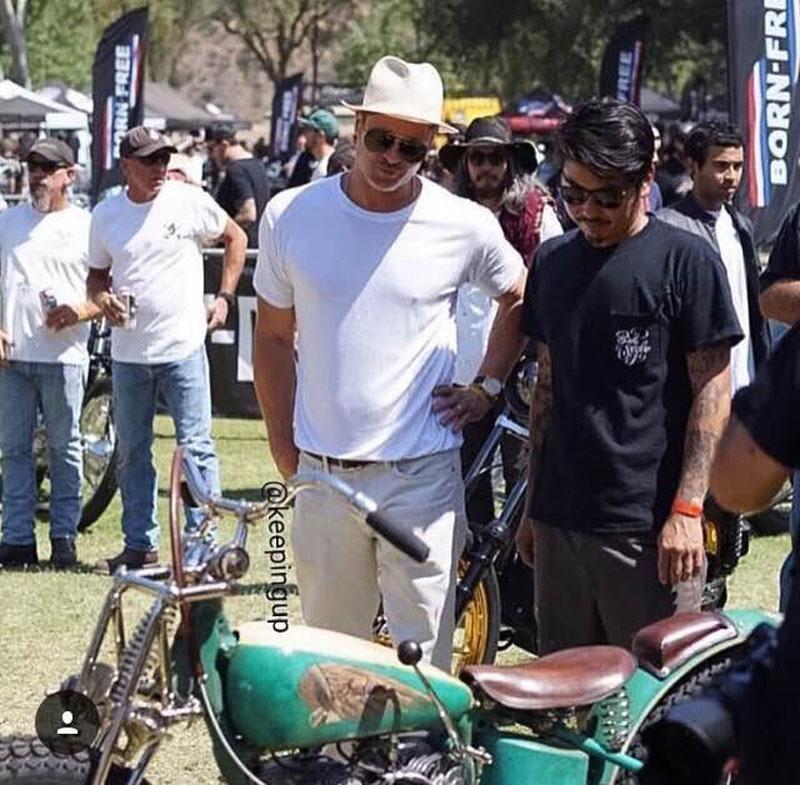 Brad pitt blonde women motorcycle show california 04