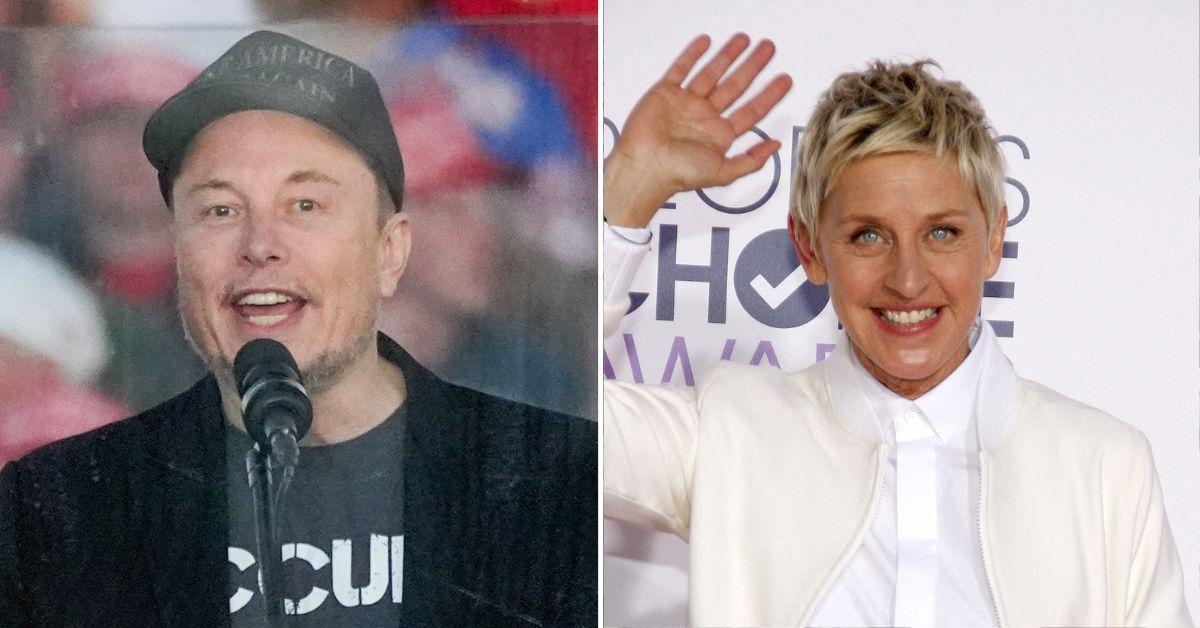 Composite photo of Elon Musk and Ellen DeGeneres